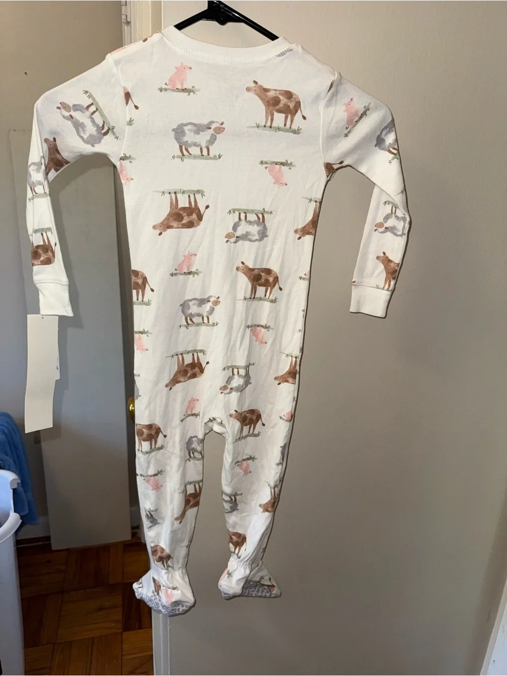 Carter's White One-Piece Footie with Brown Farm Animals